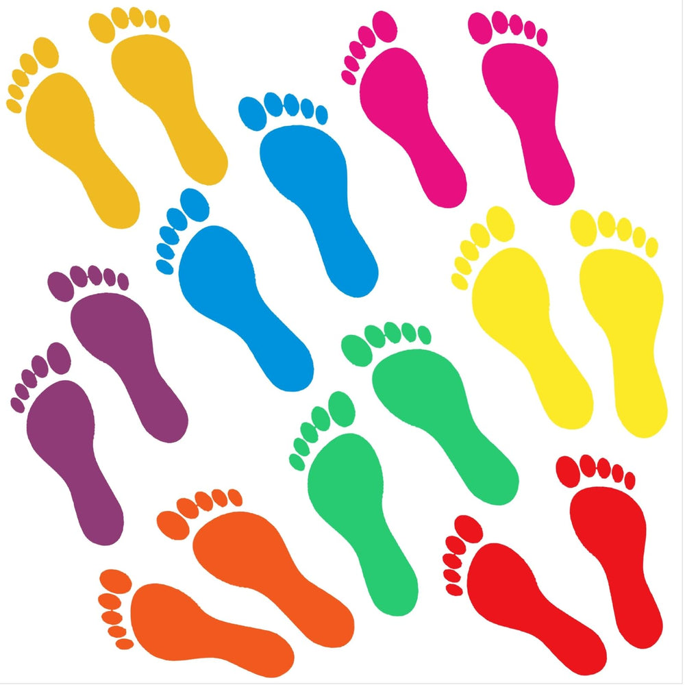 Bright Creations footprint wall decal adds color to classroom walls and learning spaces