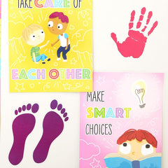 Rainbow footprints from Bright Creations brighten play areas and activities