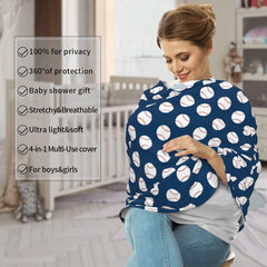 Broiteid Baseball Blue stroller canopy shields baby from sun while keeping air circulating.