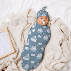 Broiteid elephant star blue beanie hat fits snugly for newborn warmth