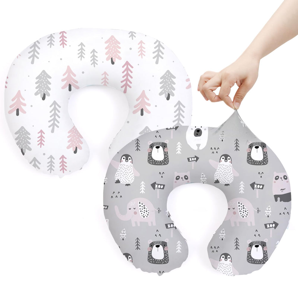 BROLEX baby nursing pillow cover in forest jungle pattern with soft, breathable fabric.