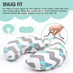 BROLEX nursing pillow cover Whale Cloud stretch fit stays secure during feeding.