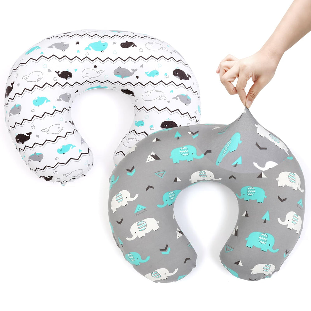 Brolex elephant-pattern nursing pillow cover for soft, secure feeding sessions.