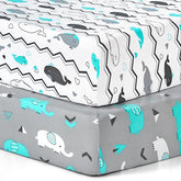 BROLEX pack-n-play sheets with Elephant and Whale pattern for cozy sleep