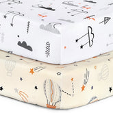 BROLEX Pack n Play sheets with Starsmoon Balloon pattern for cozy baby naps.