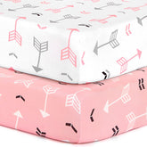 BROLEX stretchy fitted Pack n Play sheets pink arrow pattern for cozy naps