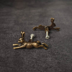 BROOK AND BIRCH rabbit knob wood-grain closeup showing rust-free finish.