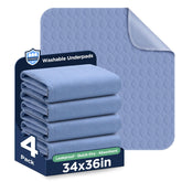 Brosive washable bed pad blue, top view, protects bedding from spills.