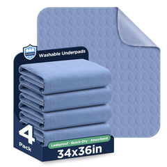 Brosive washable bed pad blue, top view, protects bedding from spills.