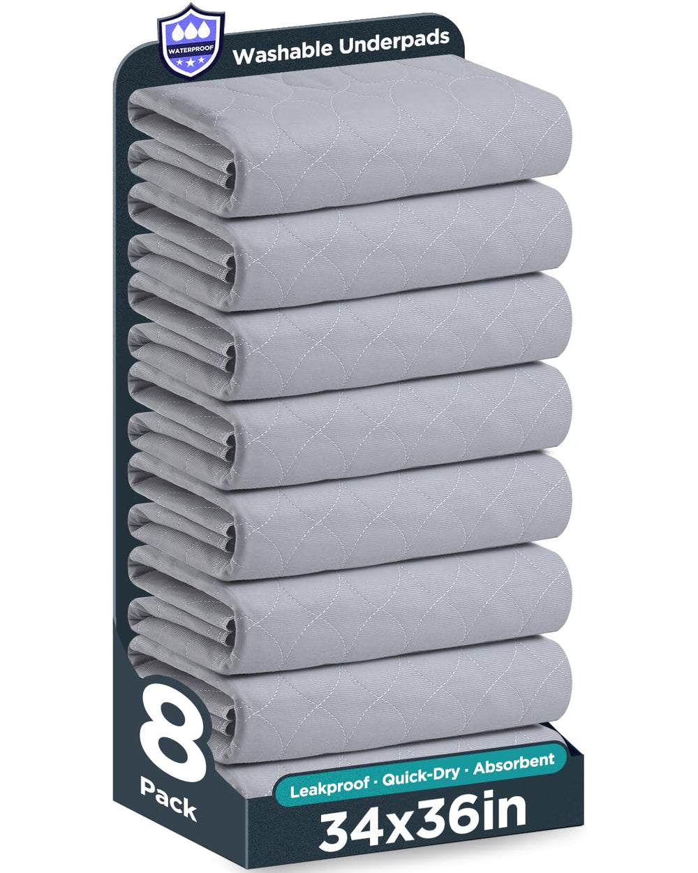 Brosive washable bed pad folded for compact setup and quick protection.
