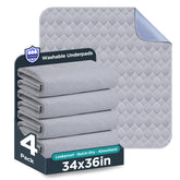 Brosive Washable Bed Pad 34x36 grey pack4 protects bedding during overnight use.