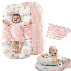 BRUNEES baby nest pink lounger close-up highlighting soft fabric for newborn comfort