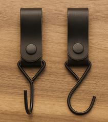 Brute Strength closeup of the leather loop and stainless steel hook detail.