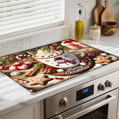 BSFHH heat-resistant stove top cover on stove surface protecting from spills and scratches.