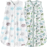 BSTOPPT newborn sleep sack in leaf and clouds fabric delivers soft, breathable warmth.