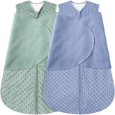 BSTOPT fleece newborn sleep sack worn as a cozy wearable blanket in blue-green.