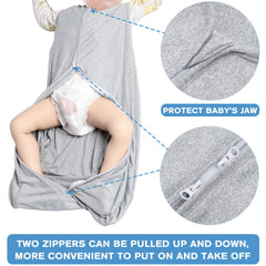 BSTOPPT wearable blanket interior zipper guard protects baby's skin during zipper adjustments.