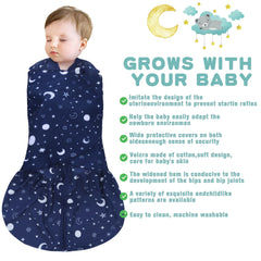 BSTOPT starry sky sleep sack with swaddle wings illustrating flexible soothing