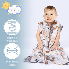 BSTOPPT sleep sack highlights a 2-way zipper for easy night diaper changes.