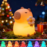 Bubbleimage capybara night light with daisy provides comforting bedtime glow.