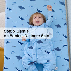 BubblePanda crib sheet is machine washable for easy nursery cleaning.
