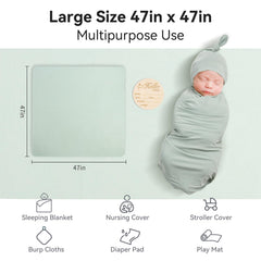 BubblePanda rayon bamboo swaddle blanket, generous 47x47 inches for flexible swaddling.