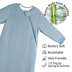 BubblePanda sleep sack showing 2-way zipper for easy diaper changes