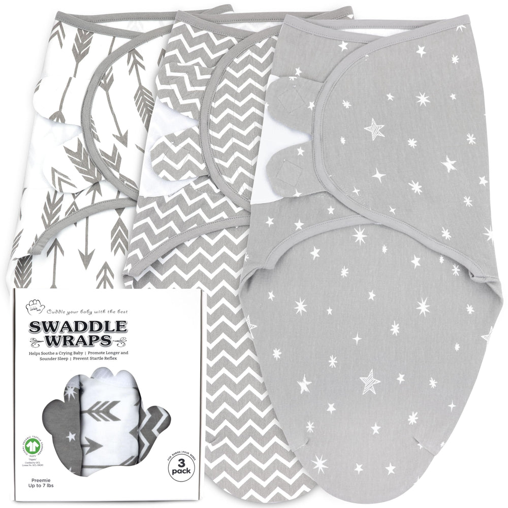 Bublo Baby preemie swaddle Galaxy close-up shows soft organic cotton for gentle skin.
