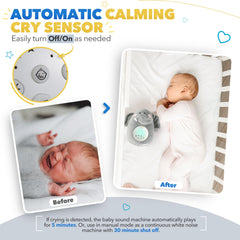 Bubzi Co cry-activated sleep aid detects crying and plays calming sounds.