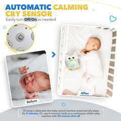 Bubzi Co cry-activated mode helps comfort newborns when crying is detected.