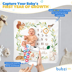 Bubzi Co soft cotton flannel milestone blanket ideal for cuddles and nap time