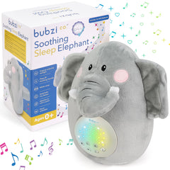 Bubzi Co sound machine elephant soother with soft lights to help calm your baby.