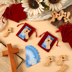 Bucherry olive wood cross close-up shows smooth grain and warm tones.