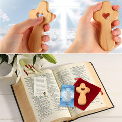 Close-up of Bucherry olive wood cross with smooth finish