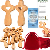 Bucherry olive wood cross heart 10-set displayed for gift-giving and devotion