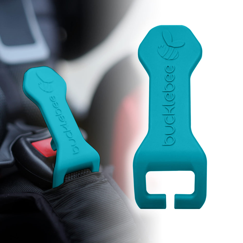 Bucklebee easy release aid in hand demonstrates effortless car seat unbuckling support