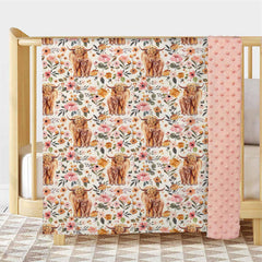 Buerhanerry Highland Cow blanket back dotted design adds tactile interest for curious babies.