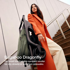 Bugaboo Dragonfly folded in any position shows versatile, space-saving one-handed setup.