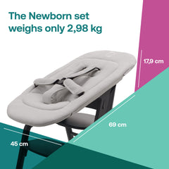 Bugaboo Giraffe quick-click bases enable easy table or rocker transitions.