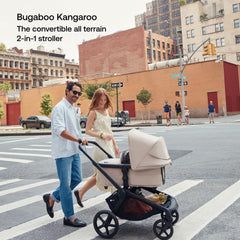 Bugaboo Kangaroo wheels close-up showing robust tires for varied surfaces.