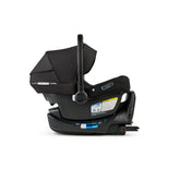 Bugaboo Turtle Air Shield by Nuna car seat shown with strollers for travel system compatibility.