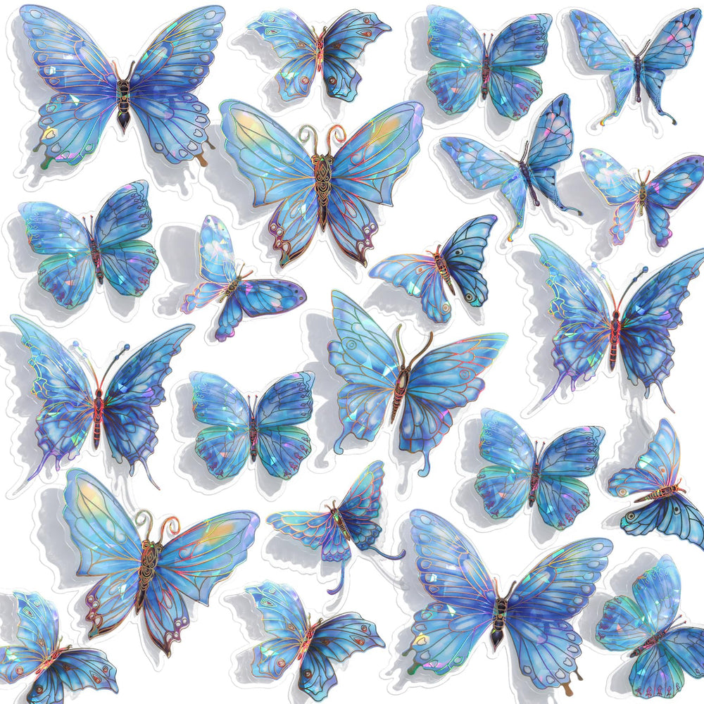 Buiory 3D butterfly wall decor blue cluster for living rooms and kids' spaces.