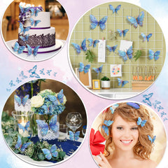Buiory 3D butterfly wall decor blue sizes mix creates natural wall movement.