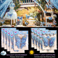 Buiory 3D butterfly wall decor blue flutter pose adds dynamic depth to walls.