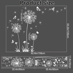 Buiory Dandelion wall decal bedroom setup adds calm, easy visual focal point.