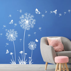 Buiory Dandelion wall decal living room ambience, quick transformation without mess.