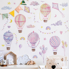 Buiory large hot air balloon wall decal with stars for a dreamy nursery