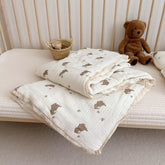 BuLuTu bear pattern crib blanket adds playful charm for nursery decor and cozy naps.