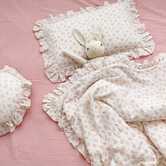 BuLuTu cotton muslin toddler pillowcase with floral print for gentle skin.
