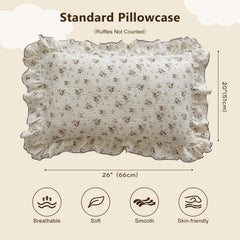 BuLuTu crapemyrtle floral pillowcase 26x20 for toddler beds with soft muslin